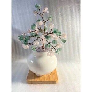 Beautiful Rose Quartz & Green Aventurine Gemstone Tree